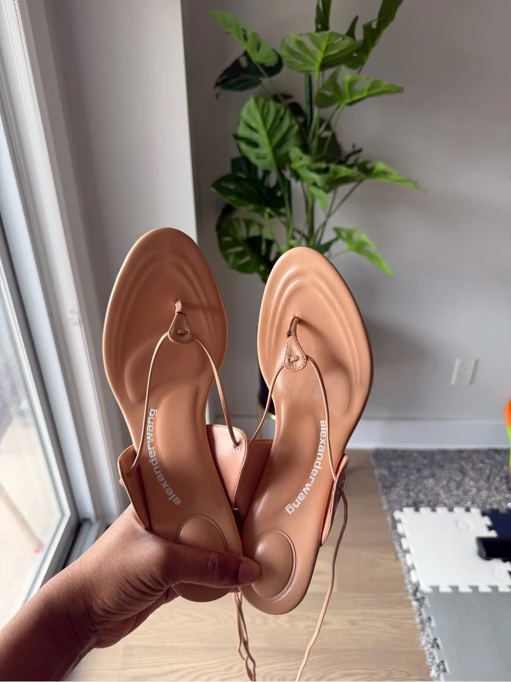 Alexander Wang Nude Pink Leather Thong Sandals - Picture 6 of 6